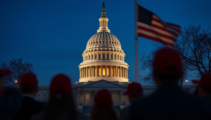 US Capitol at dusk with blurred figures, Trump federal employee buyout theme.
