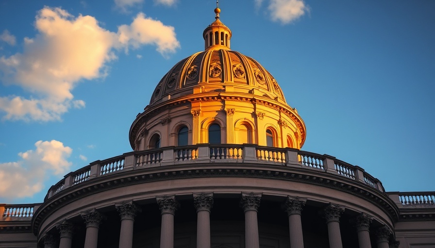 Classic dome symbolizing tax code reform, historic elegance in sunlight.