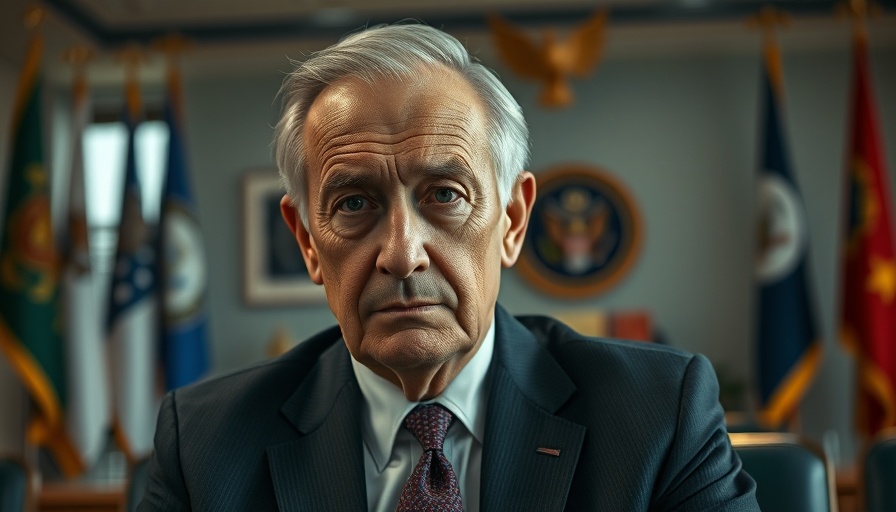 Serious older man in office related to federal buyout, focused expression.