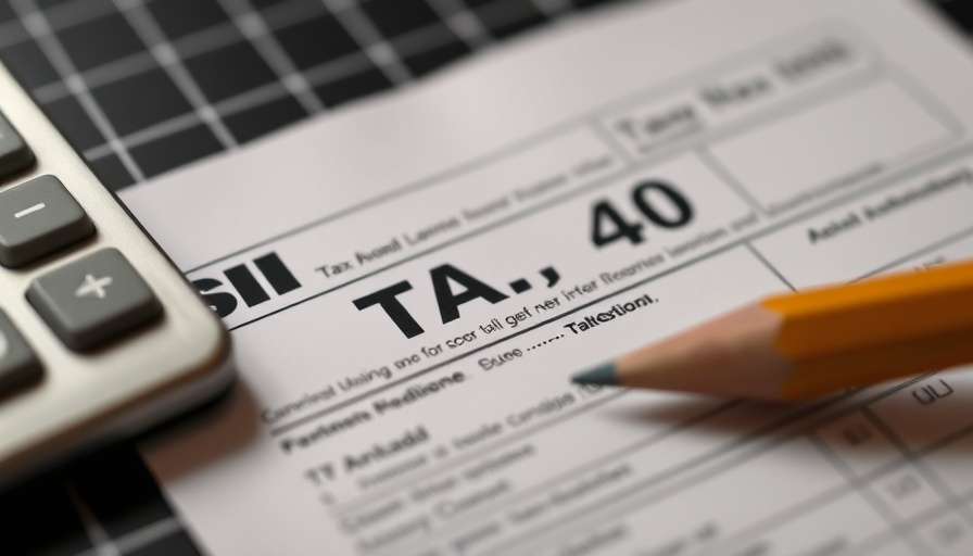 U.S. tax form 1040 and calculator on desk.