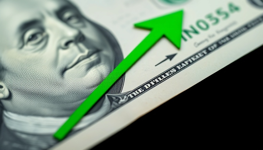 Close-up of dollar bill with upward arrow representing bargain stocks growth