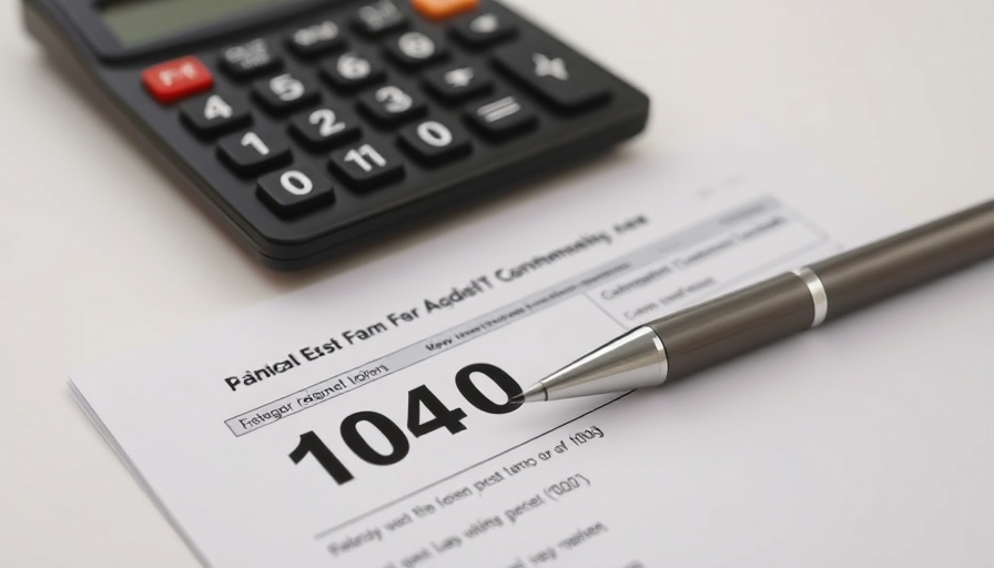 H&R Block review with tax forms, pen, and calculator.