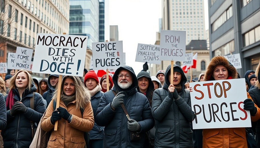 Protestors demonstrating against Trump federal worker buyout