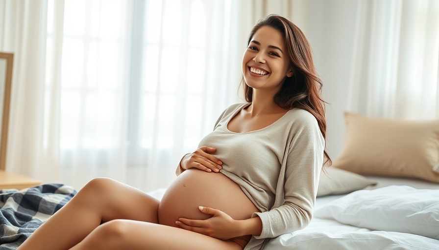 Pregnant woman contemplating medical expenses joyfully.