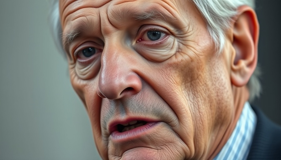 Older man discussing reciprocal tariffs, serious expression close-up.