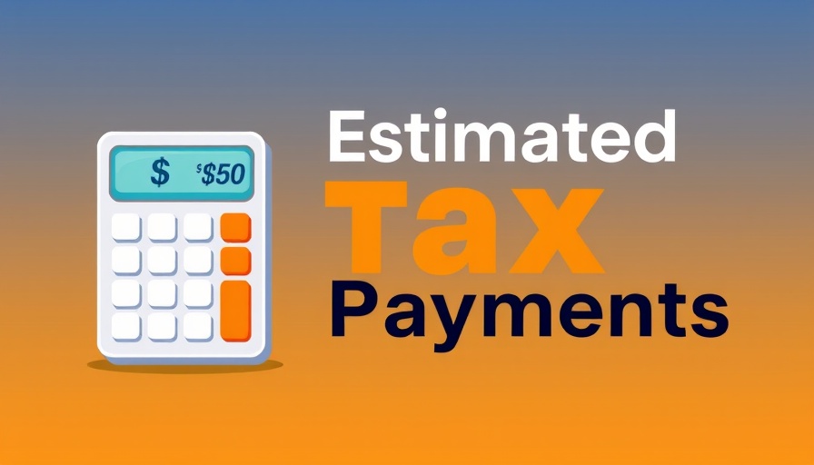 Modern graphic illustrating estimated tax payments with calculator symbol.