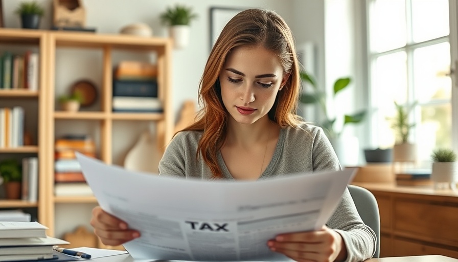 Young woman working on tax documents to avoid delays.