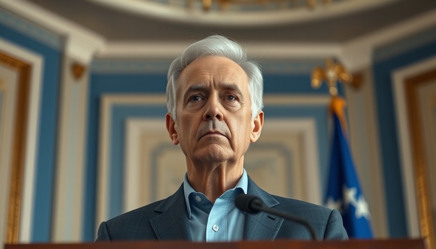 Older man delivering speech at podium about Russia Ukraine Peace Plan.