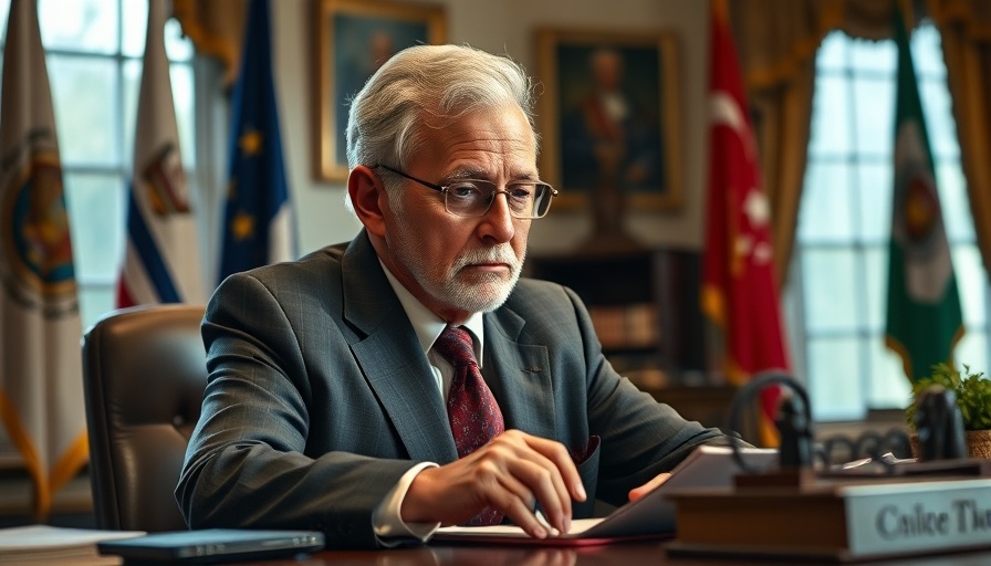 Thoughtful leader in office considering tariffs impact
