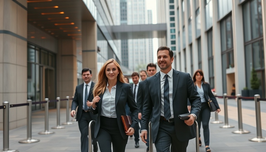 Group approaching building related to Charlie Javice fraud trial.