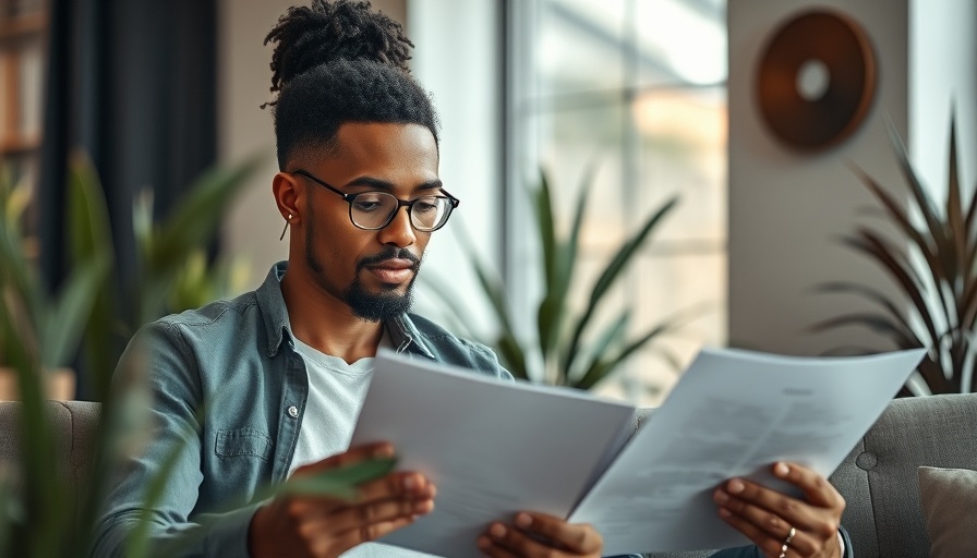 Diverse couple filing taxes, focused and concentrated in modern setting.