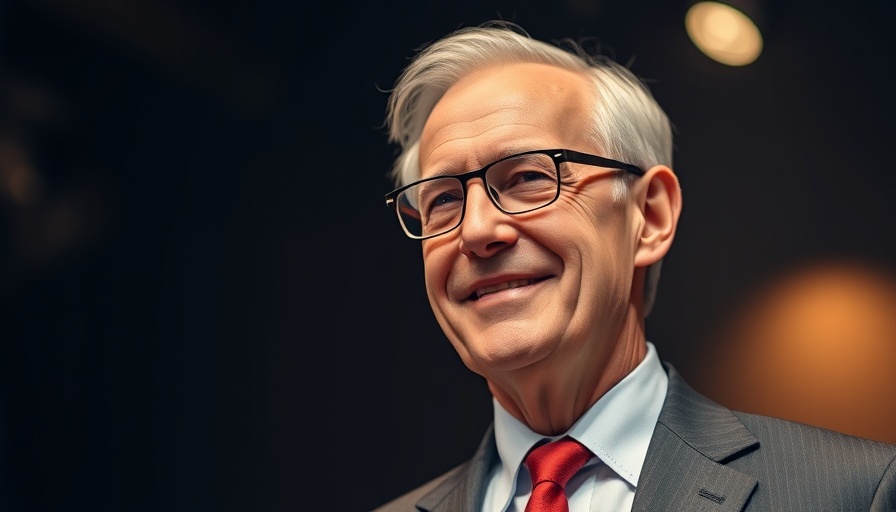 Elderly man smiling gently in a dark background