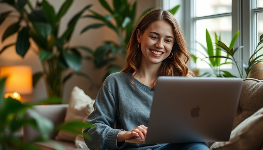 Young woman learning how to file your basic federal tax return for free, using a laptop in a cozy living room.