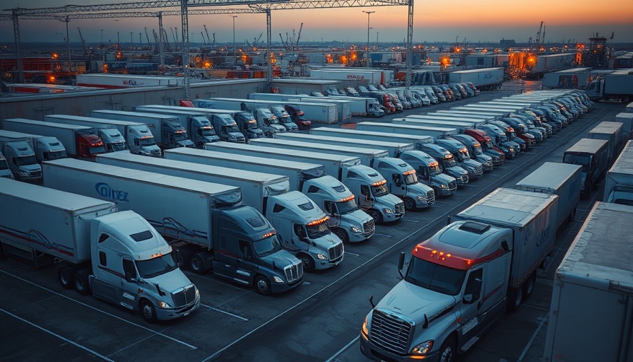 Cross-border trucking rates spike reflected by busy truck parking area.