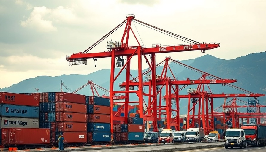 Port crane with shipping containers highlighting China retaliatory tariffs on Canada goods.