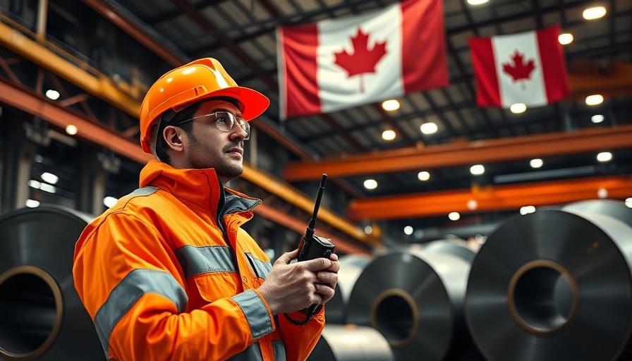 Worker at Canadian steel plant amid Canada tariffs on US goods discussion.