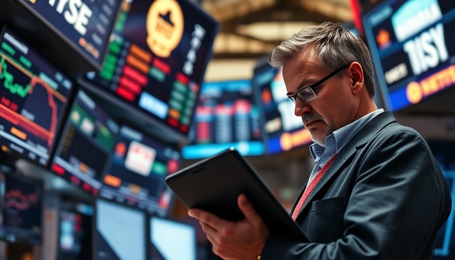 Stockbroker working amid Trump tariff threats on stock market.