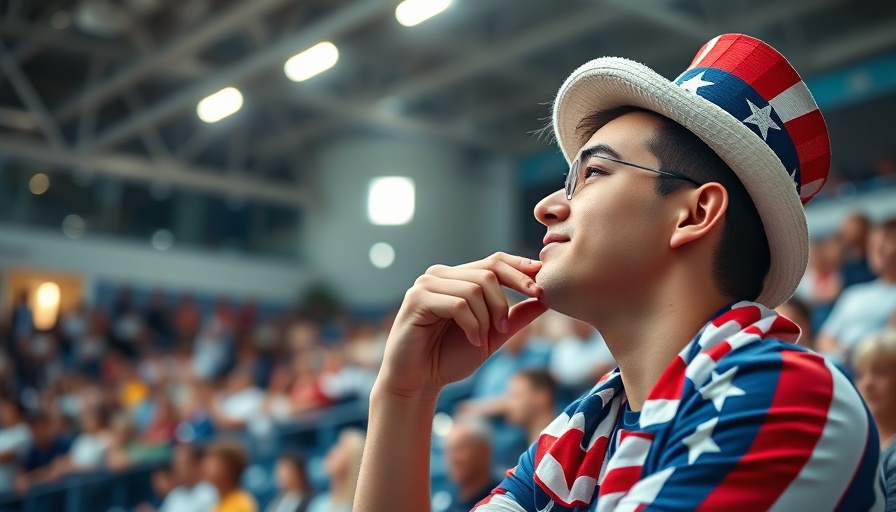 Enthusiastic young man in patriotic attire looking thoughtful in a stadium as inflation expectations hit highest level since 1991.