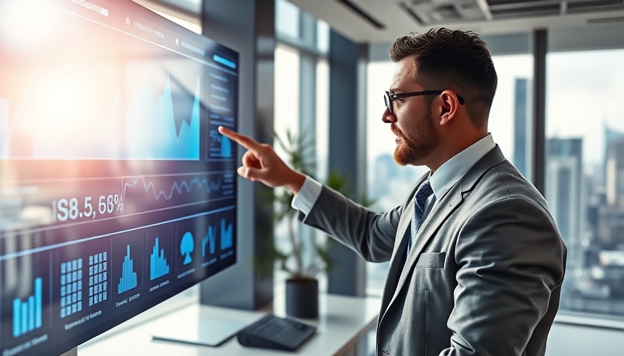 Futuristic interface with solar stocks examined by a businessman.