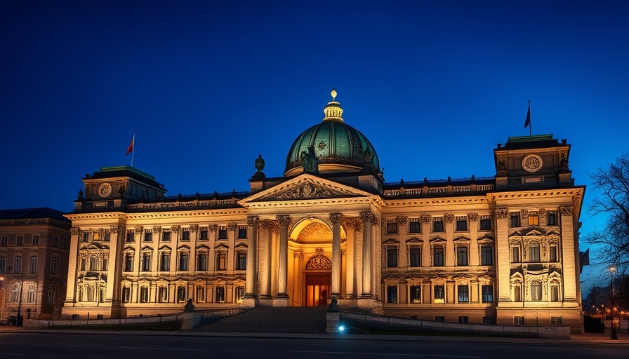 German parliament building at dusk highlighting debt reform vote atmosphere.