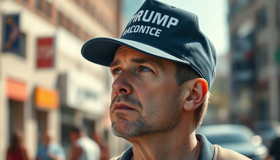 Contemplative man in MAGA hat thinking outdoors