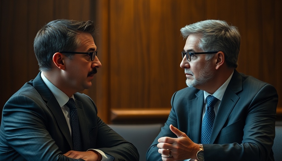 Two professionals in discussion reflecting market stability concerns.