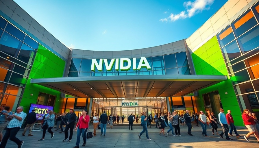 Nvidia GTC conference entrance at San Jose McEnery Convention Center with attendees.