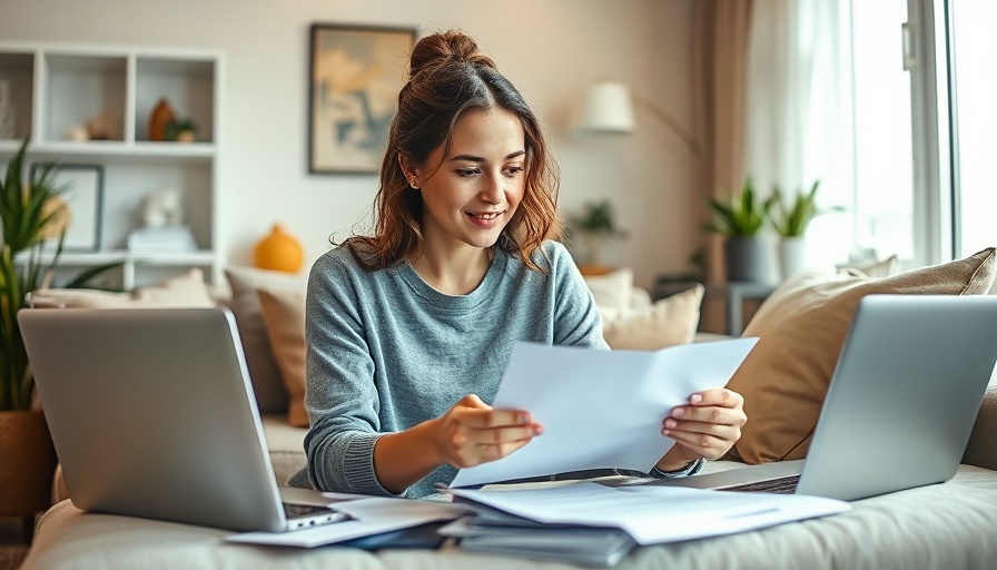 Young woman retirement planning for self-employed at home.