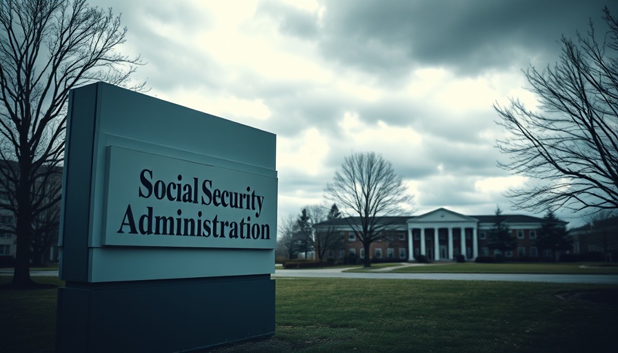 Social Security Administration sign on cloudy day, hint of uncertainty.