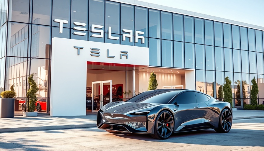 Futuristic Tesla showroom with Cybertruck, highlighting innovation.