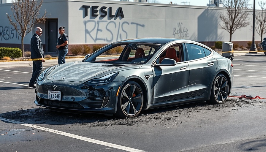 Molotov cocktail attack on Tesla parking lot scene, investigation ongoing.