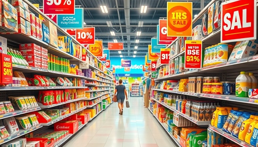 Dollar Tree Family Dollar Sale aisle with products and discount signs.