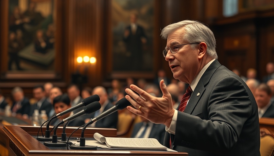 Prominent political figure discussing Trump tariffs impact on taxes.