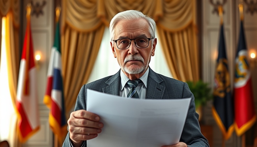 Man presenting document related to upcoming tariffs on imports.