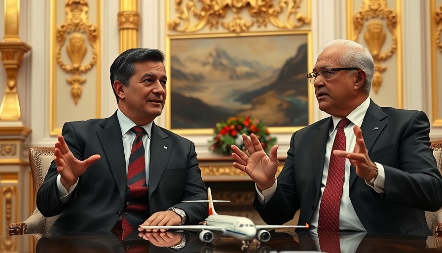 Two leaders discussing in opulent room with model airplane, Israel US trade deficit context.