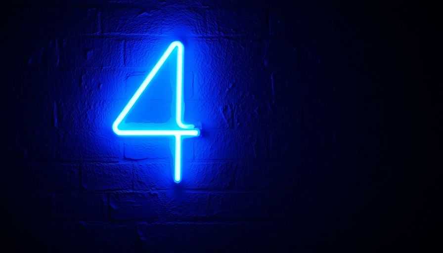 Glowing blue neon number four on dark wall for How Retirees Can Survive Market Crash.