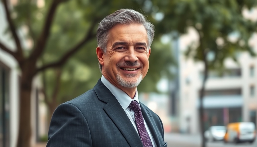 Confident man discusses amazing trade deal offers outdoors.