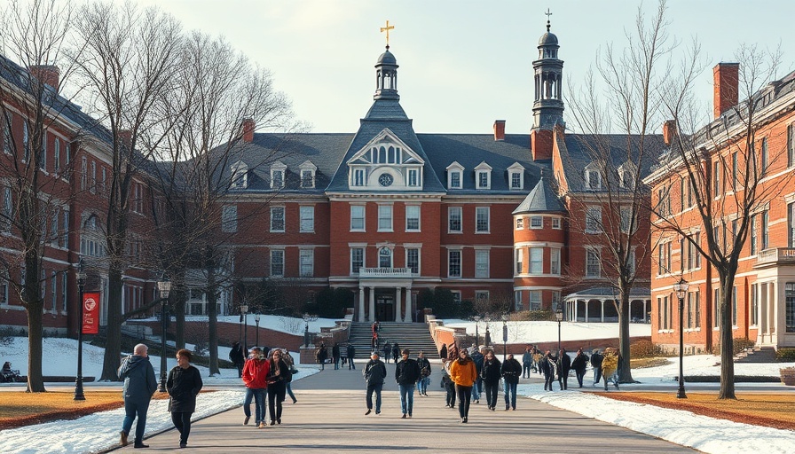 People strolling in historic university campus, red-brick buildings, vibrant.
