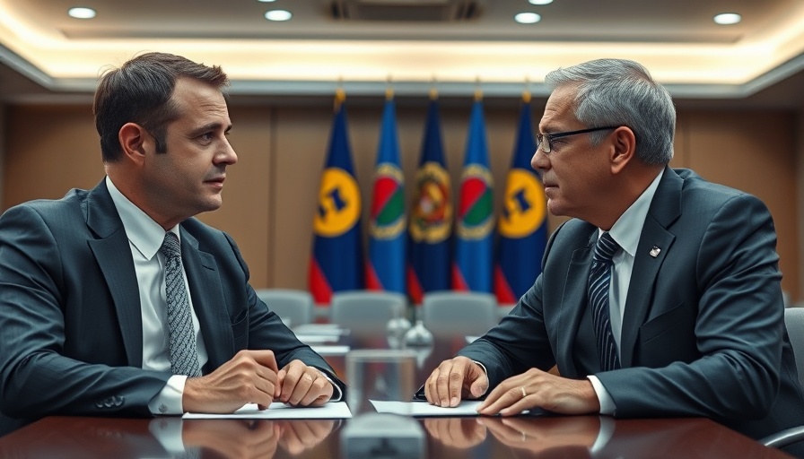 Two men discussing changes to the U.S. State Department at a meeting.