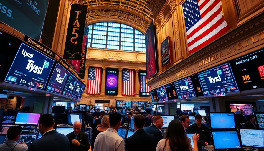 New York Stock Exchange trading floor with digital stock tickers displaying financial data related to recession prediction 2025.