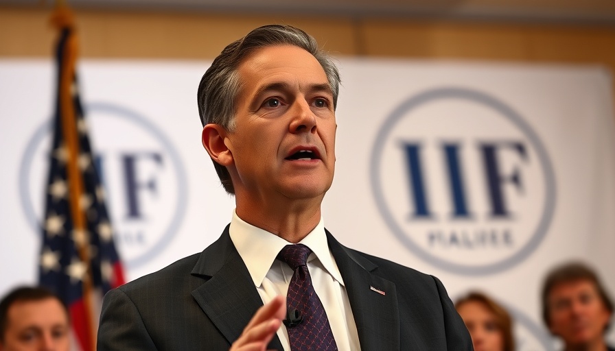 Confident man discussing taxation, strong public speaking, lower my taxes backdrop.