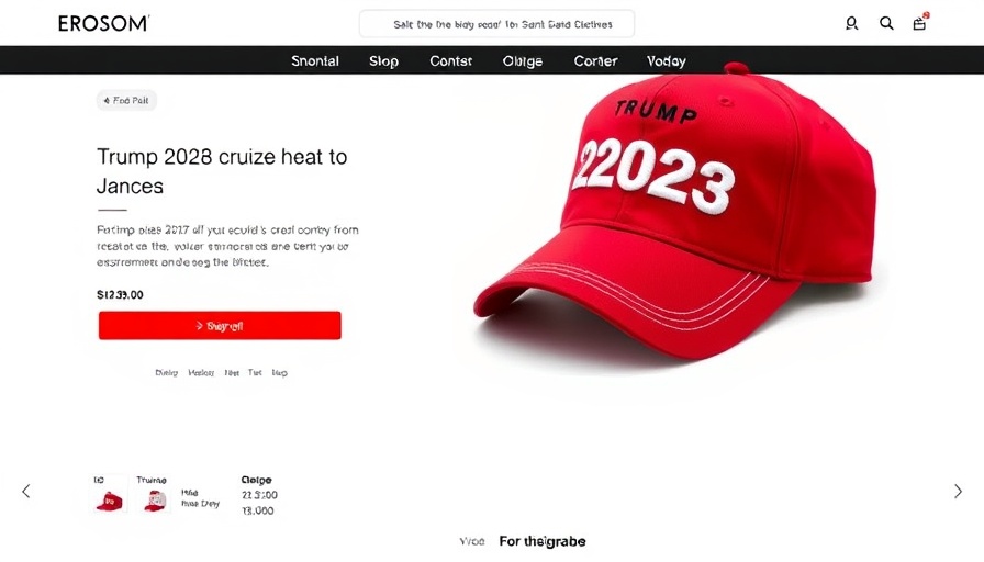 Red Trump 2028 hat on e-commerce page, Trump 2028 third term