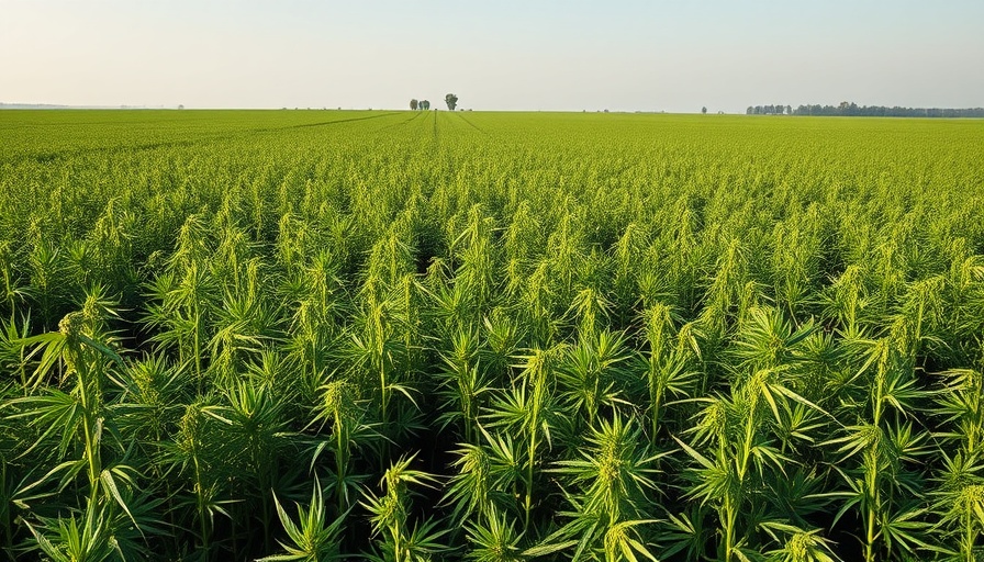 Expansive hemp field with lush greenery under vast sky