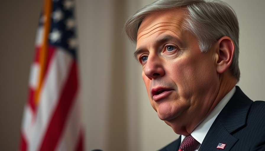 Male politician speaking with American flag; Russia-Ukraine Negotiations.