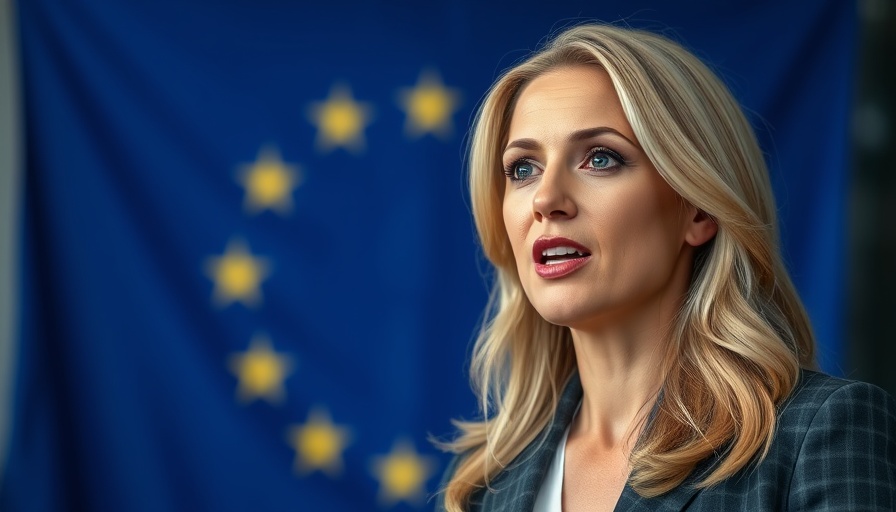 Impact of Trump's first 100 days on Europe: Speaker with EU flag.