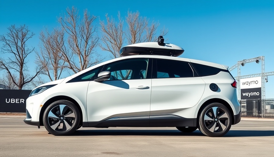 Waymo autonomous vehicle in outdoor event with Uber and Waymo branding.