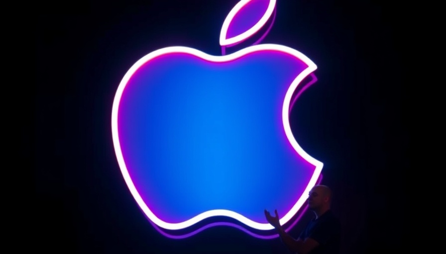 Apple Q2 earnings call takeaways with neon logo and speaker.