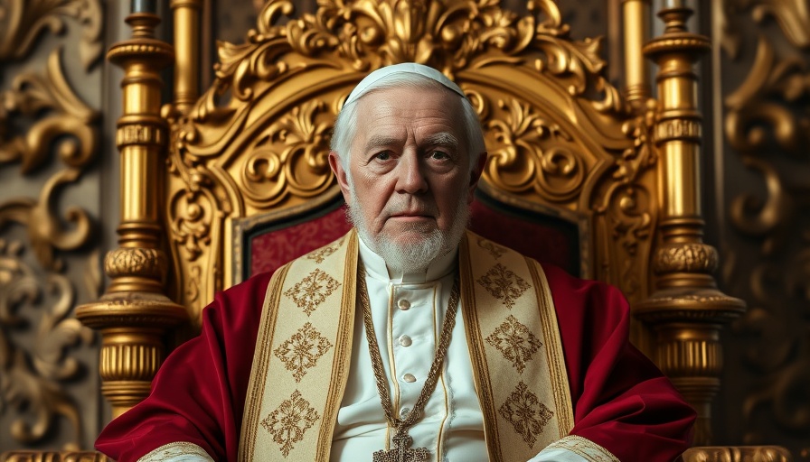 AI-generated image of Trump dressed as Pope, seated on a throne.