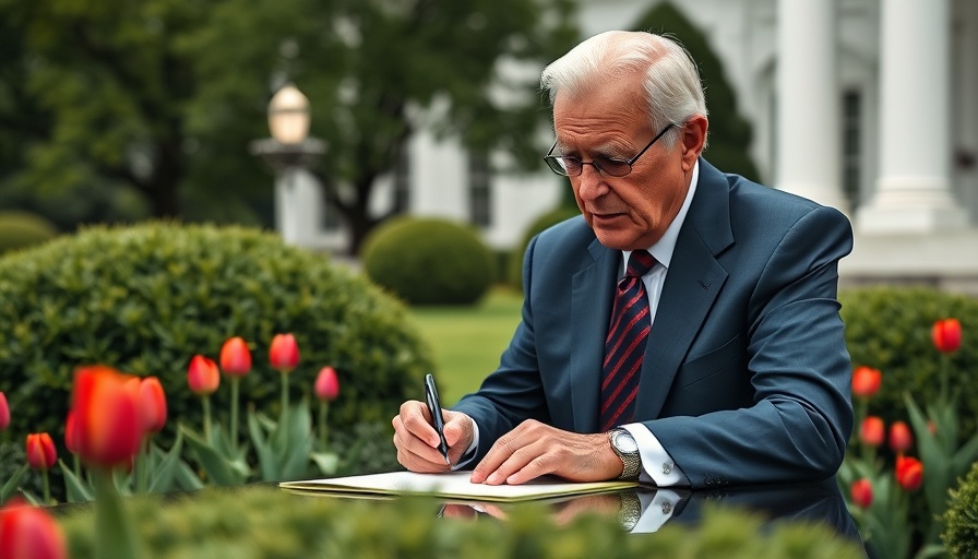 Elderly man signing document at White House, Trump Tariffs Tax Cuts