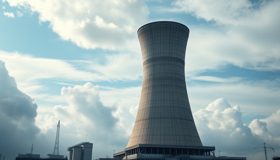 Cooling tower beneath cloudy sky, grid-connected AI data center power projects.